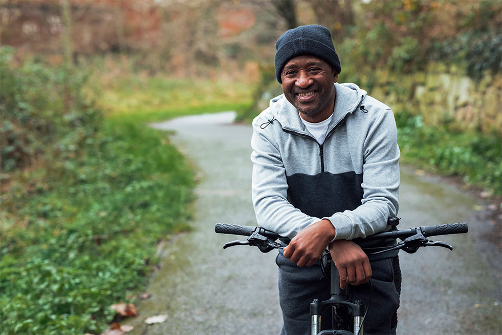 Happy man on a bicycle